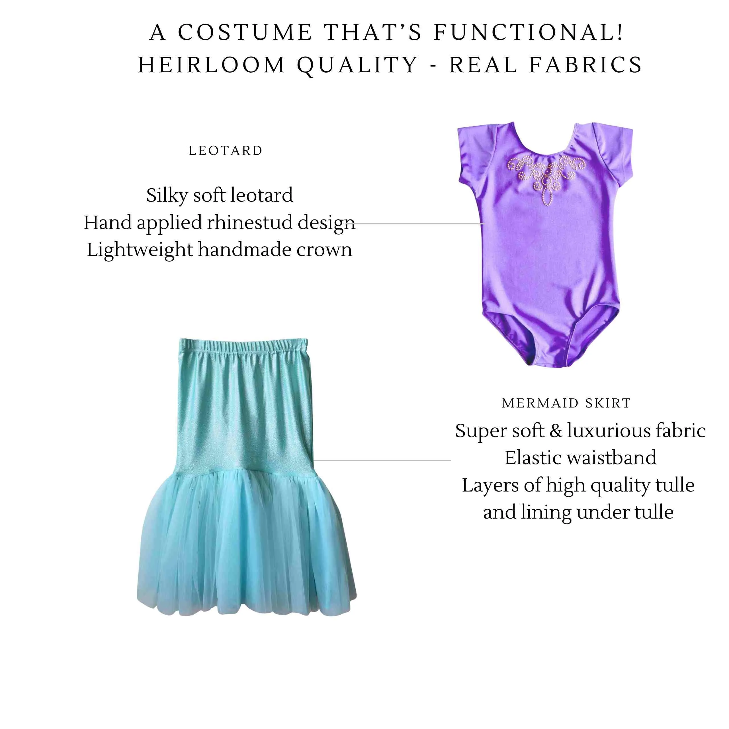 Mermaid Costume Lined Skirt - Violet/Teal