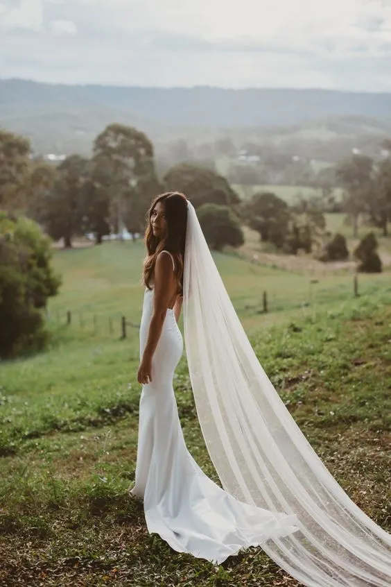 Mermaid Spaghetti Straps Open Back Wedding Dress