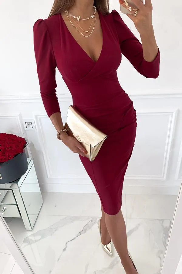 Midnight Song Ruched Pencil Dress