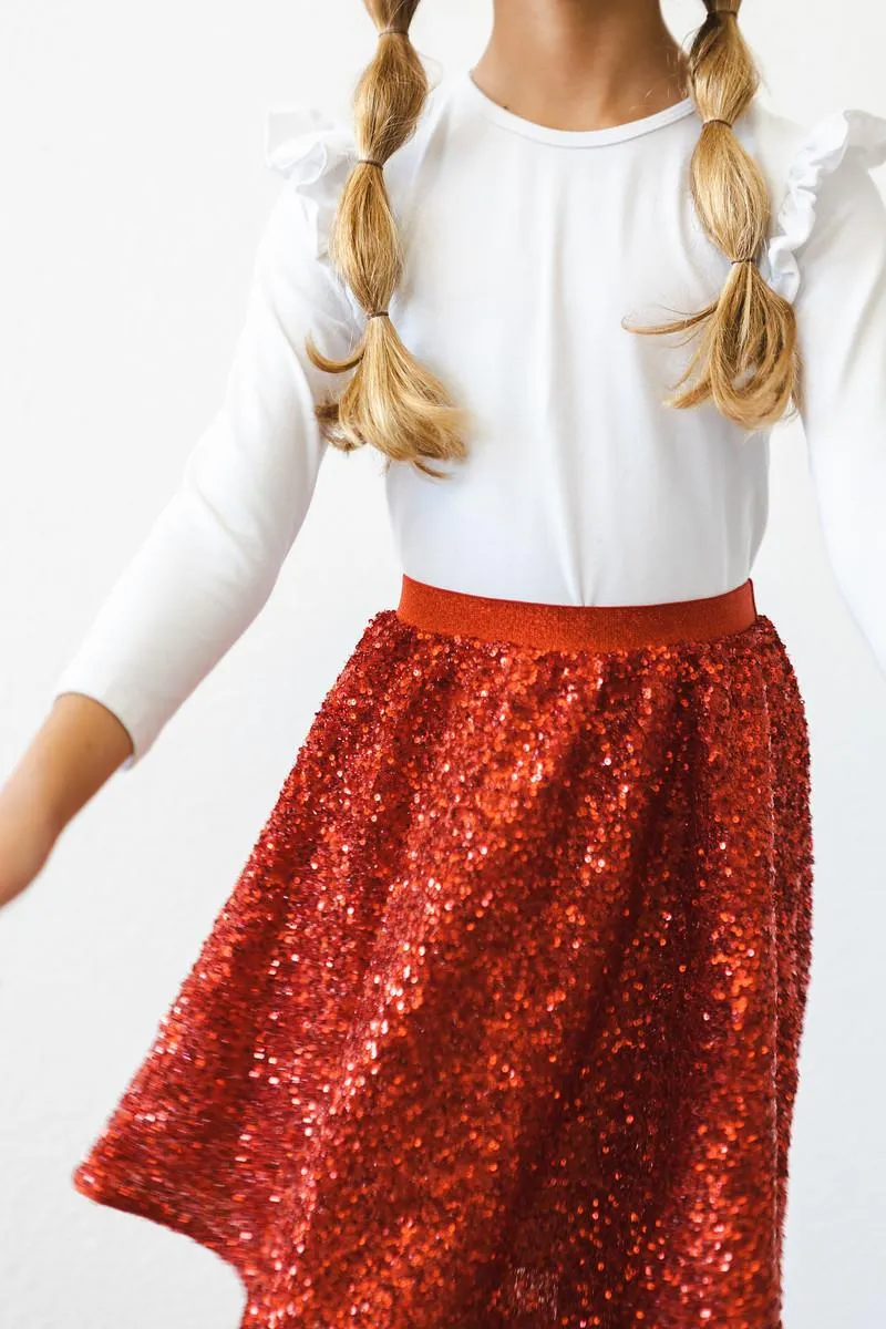 Mila & Rose Sequin Twirl Skirt - Red