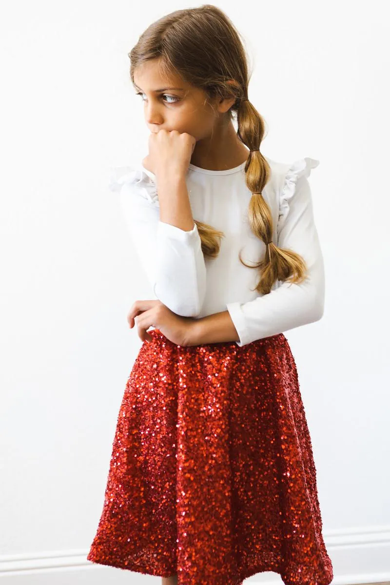 Mila & Rose Sequin Twirl Skirt - Red