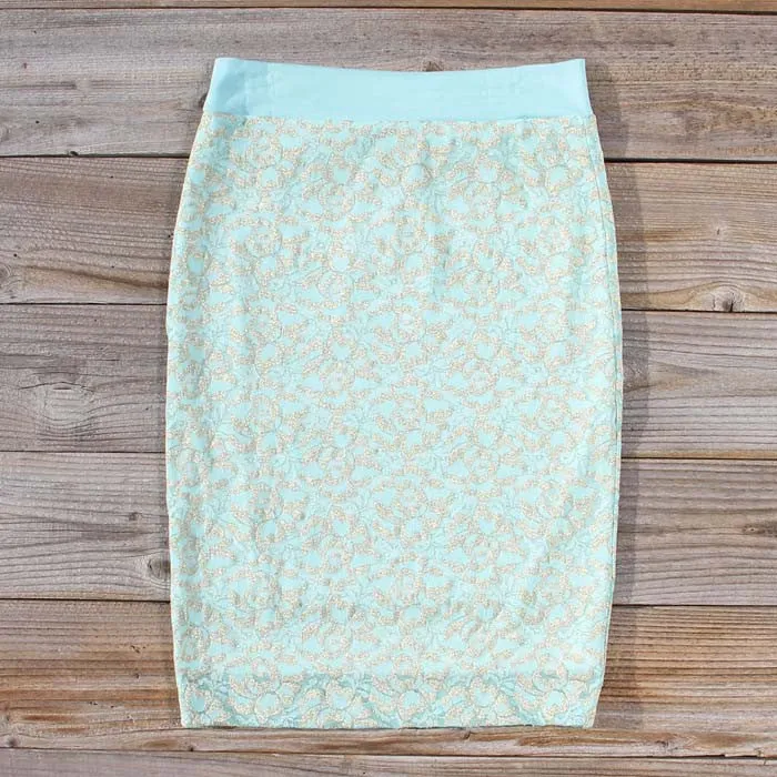 Mint & Lace Pencil Skirt