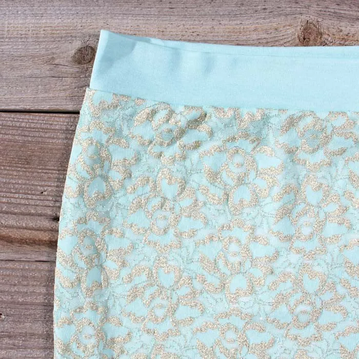 Mint & Lace Pencil Skirt