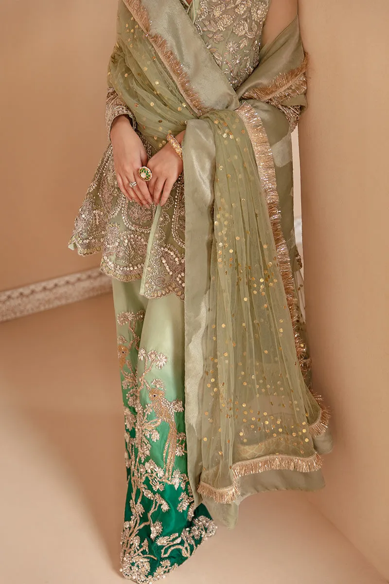 Mint Green Wedding Dress Pakistani in Peplum Style