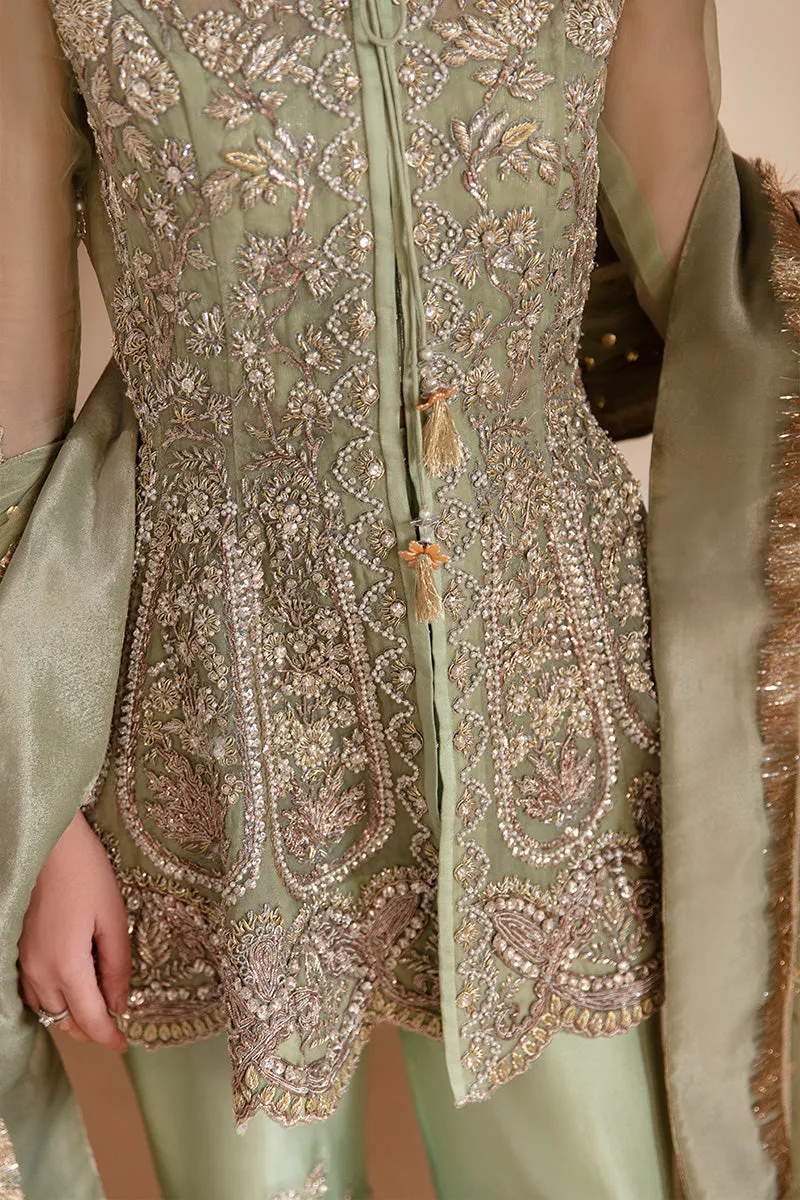 Mint Green Wedding Dress Pakistani in Peplum Style