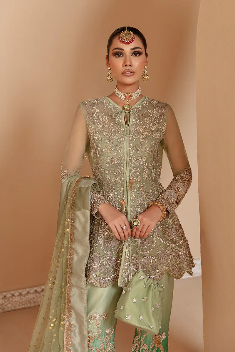 Mint Green Wedding Dress Pakistani in Peplum Style