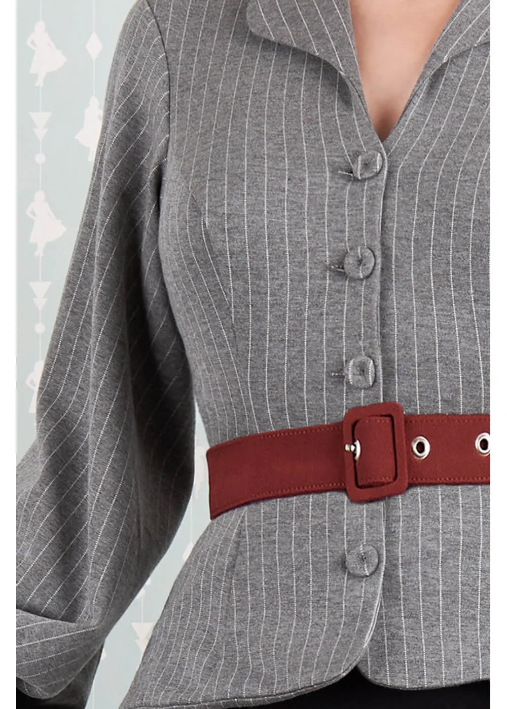 Miss Candyfloss Fallin Abalone Stripe 50's Pencil Dress Grey Black