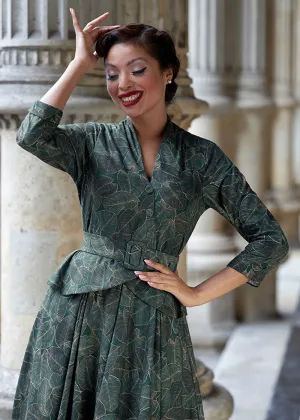 Miss Candyfloss Rebekah Gia Goldleaf 50's Swing Dress Green