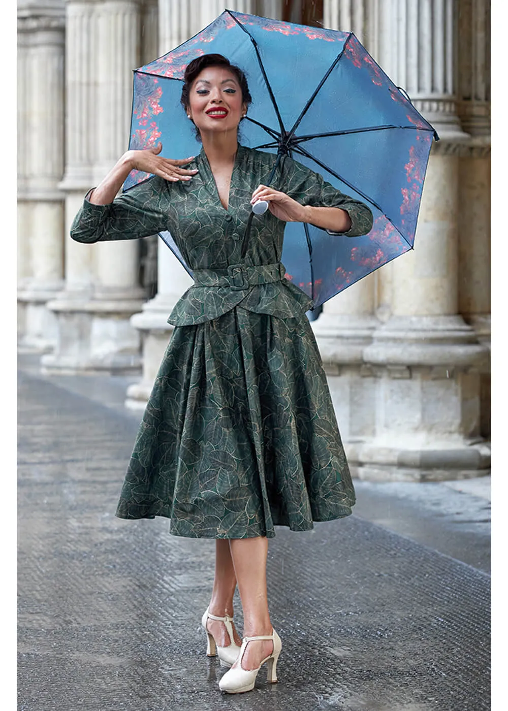Miss Candyfloss Rebekah Gia Goldleaf 50's Swing Dress Green