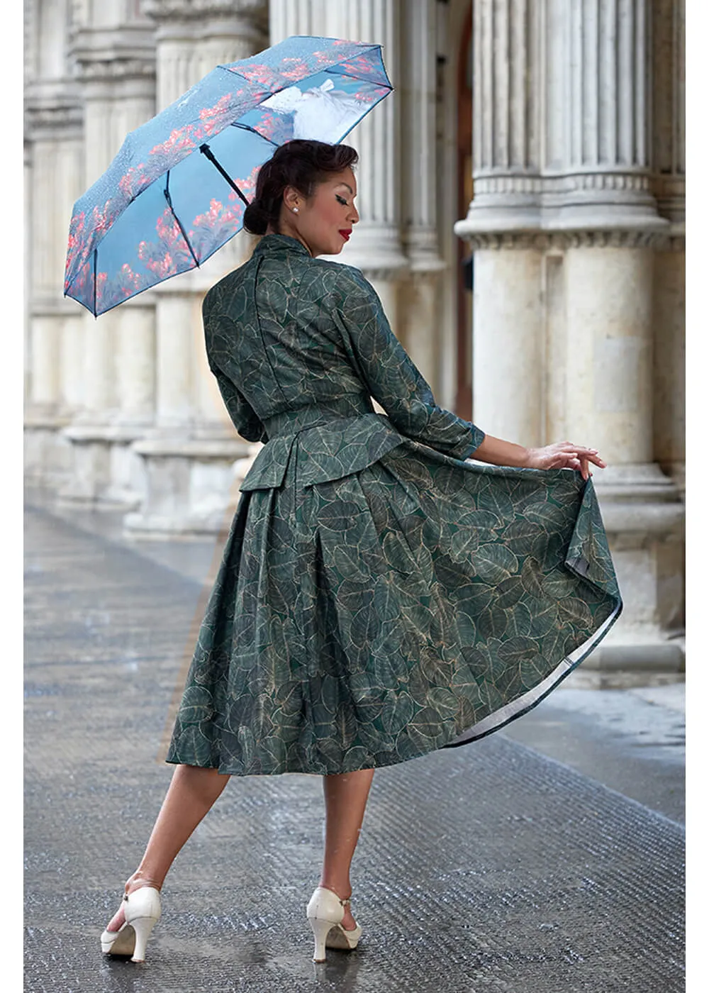 Miss Candyfloss Rebekah Gia Goldleaf 50's Swing Dress Green
