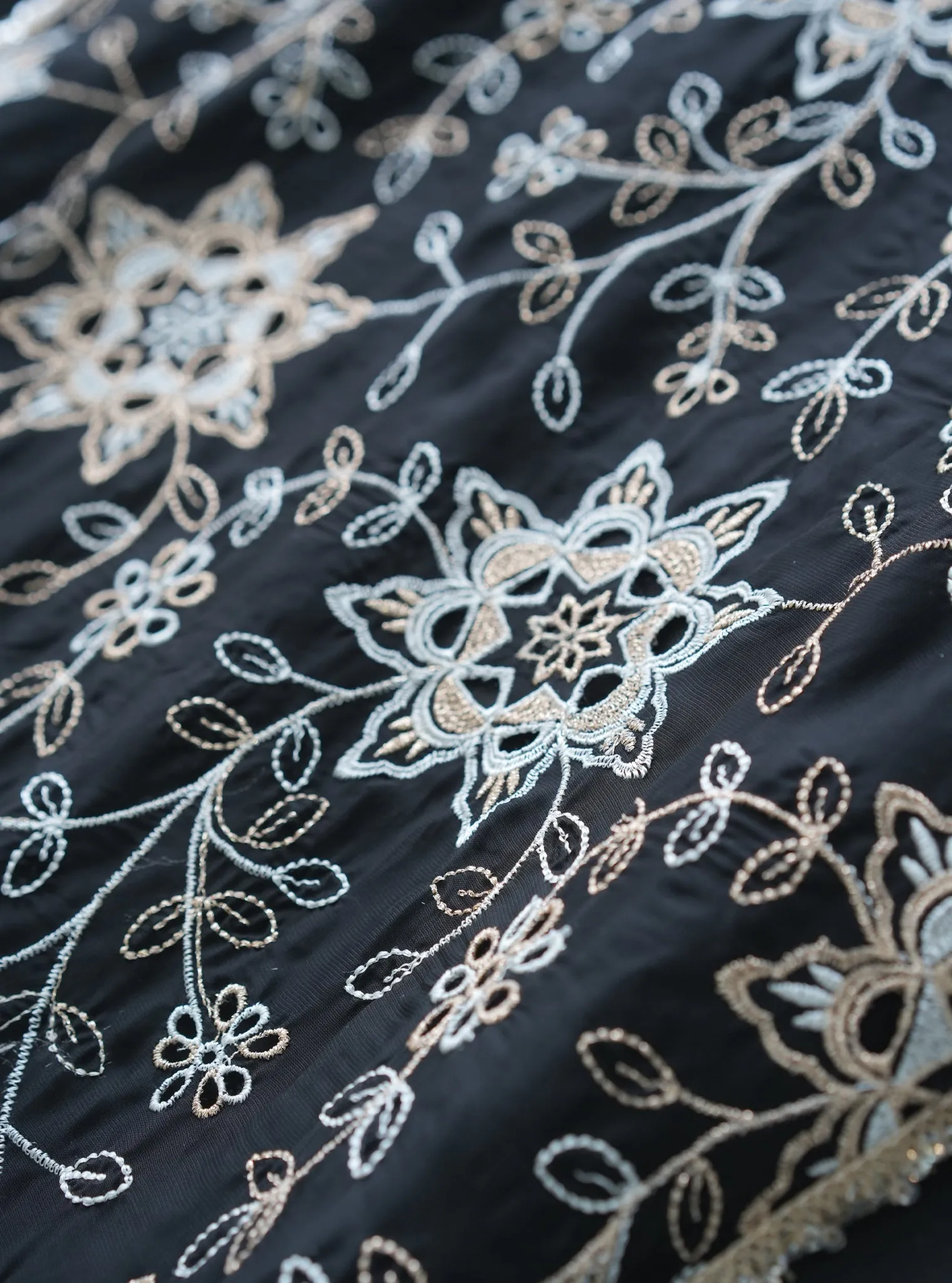 Mulmul Organza Jugni Black Kurta With Mulmul Pima Jugni Black Pant