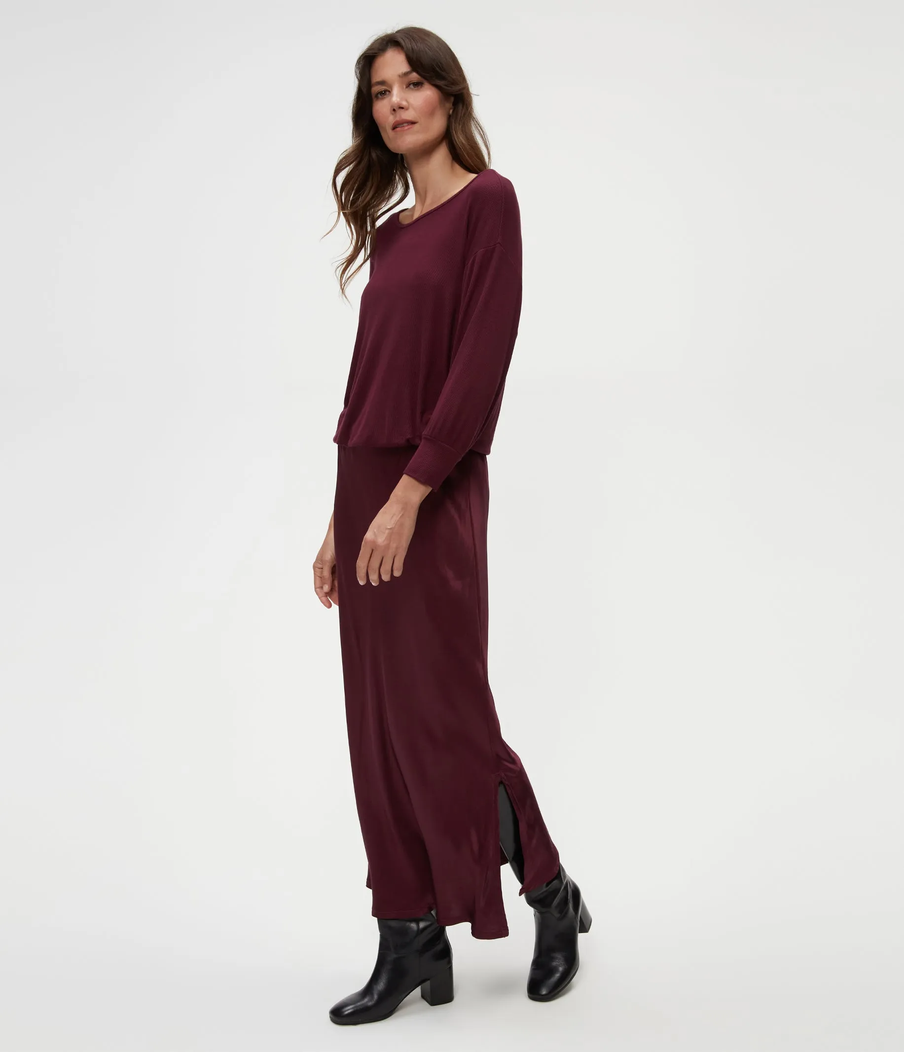 Nadia Mixed Fabric Satin Dress