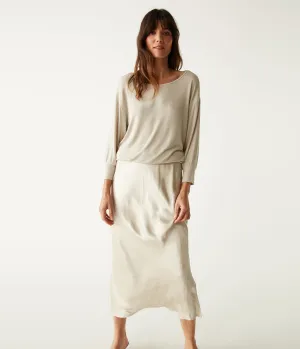 Nadia Mixed Fabric Satin Dress