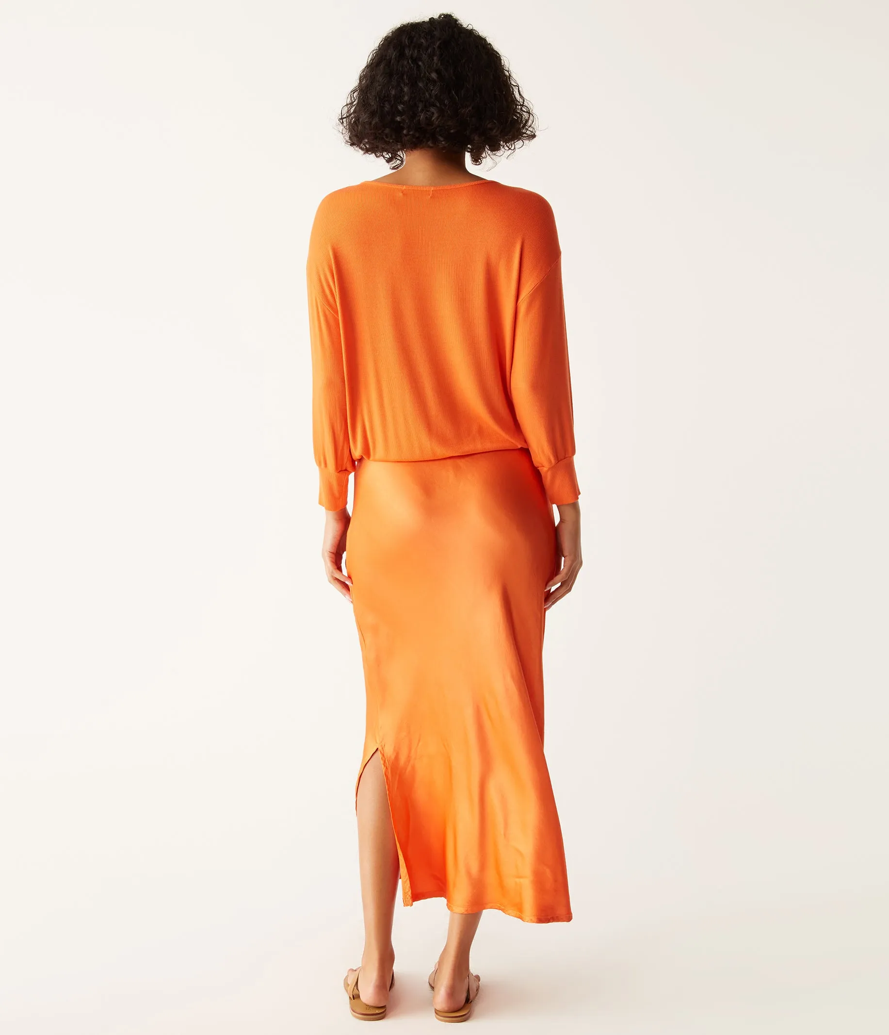 Nadia Mixed Fabric Satin Dress