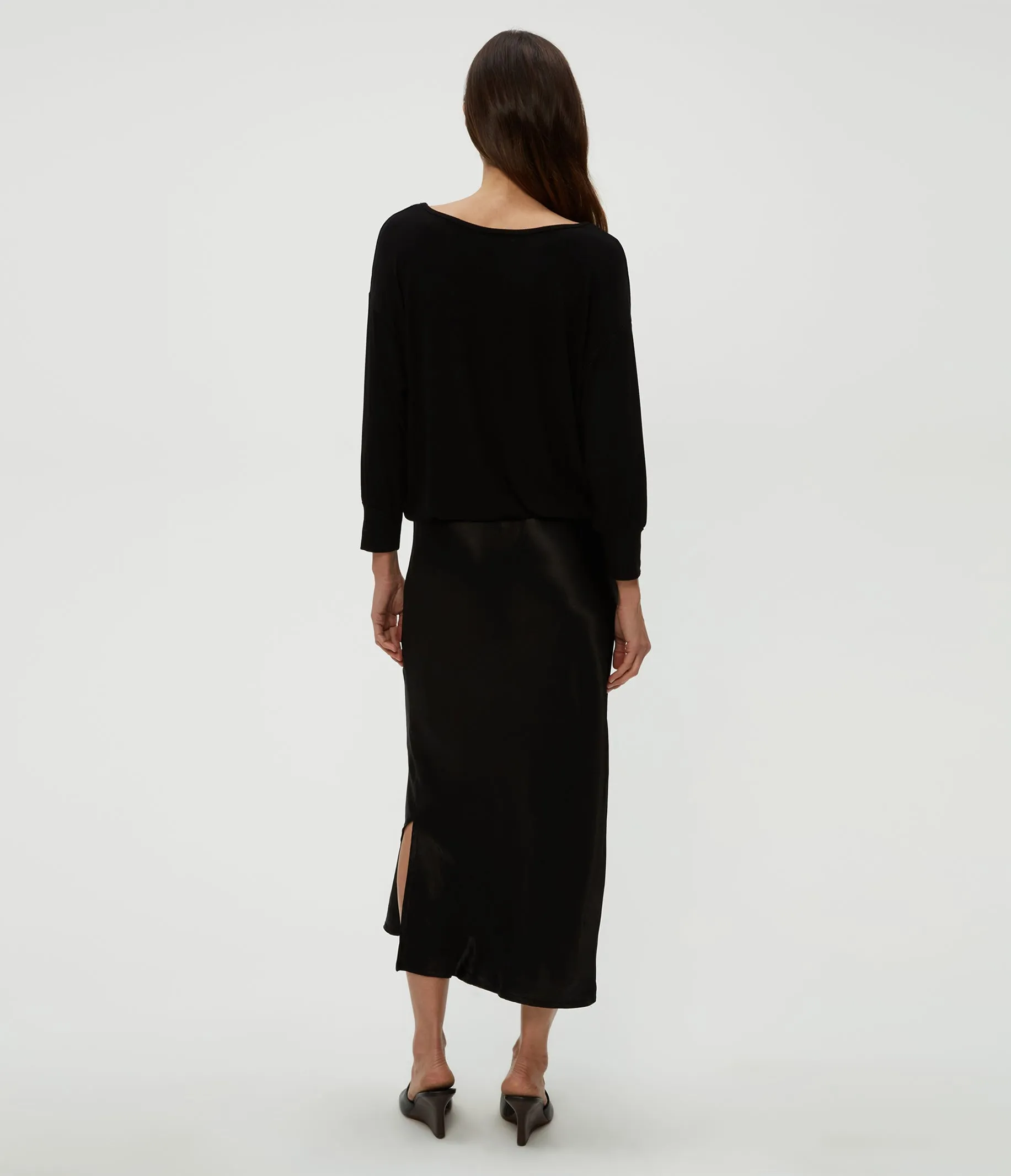 Nadia Mixed Fabric Satin Dress