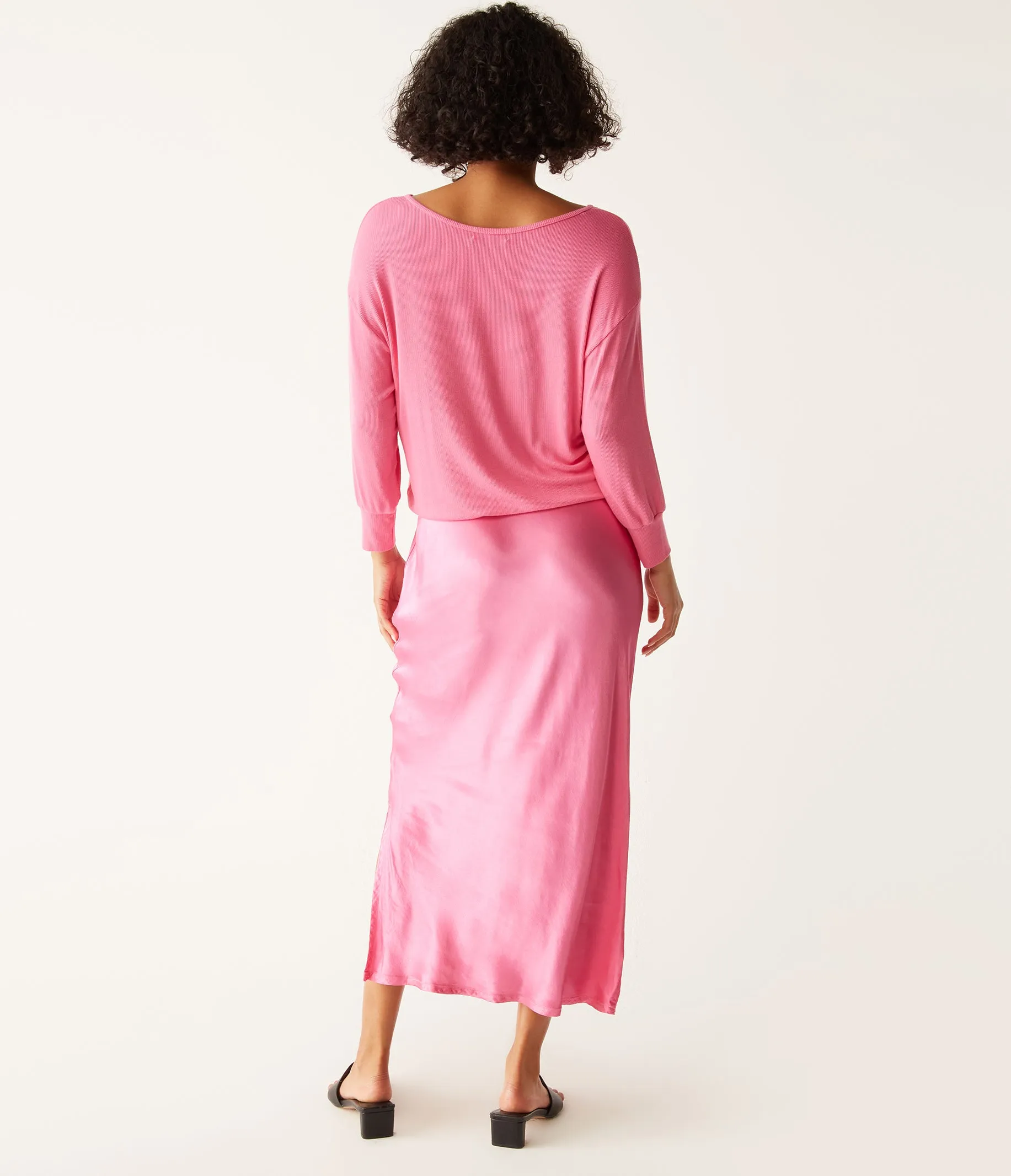 Nadia Mixed Fabric Satin Dress