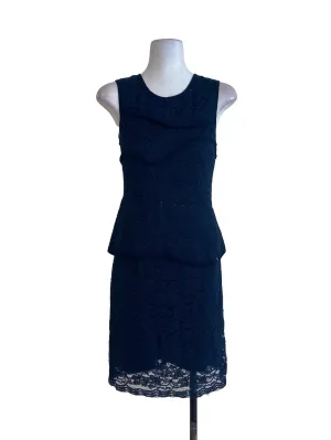 Navy Blue Laced Peplum Dress