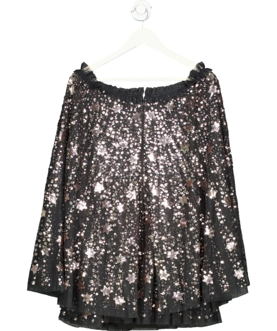 Needle & Thread Black Shooting Stars Cape Mini Dress UK 8