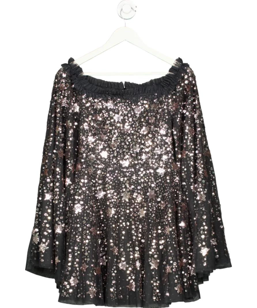 Needle & Thread Black Shooting Stars Cape Mini Dress UK 8