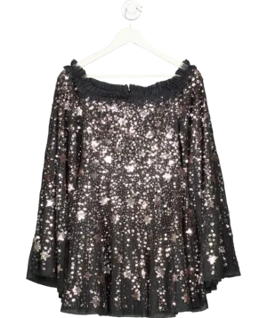 Needle & Thread Black Shooting Stars Cape Mini Dress UK 8