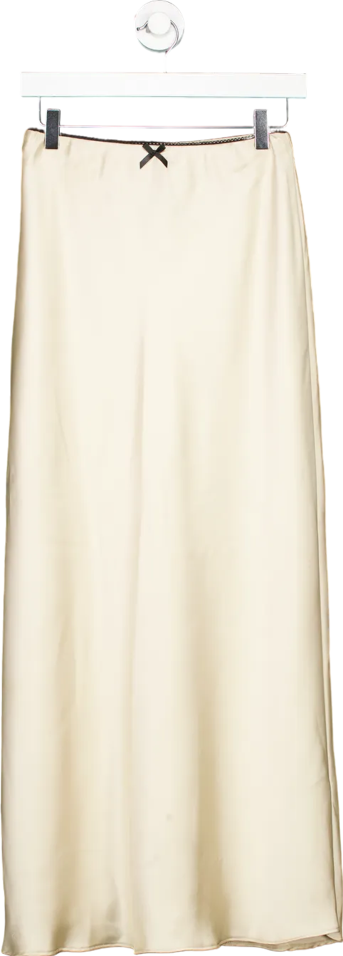 New Look Beige Brie Bow Satin Skirt UK 10