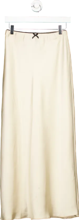 New Look Beige Brie Bow Satin Skirt UK 10