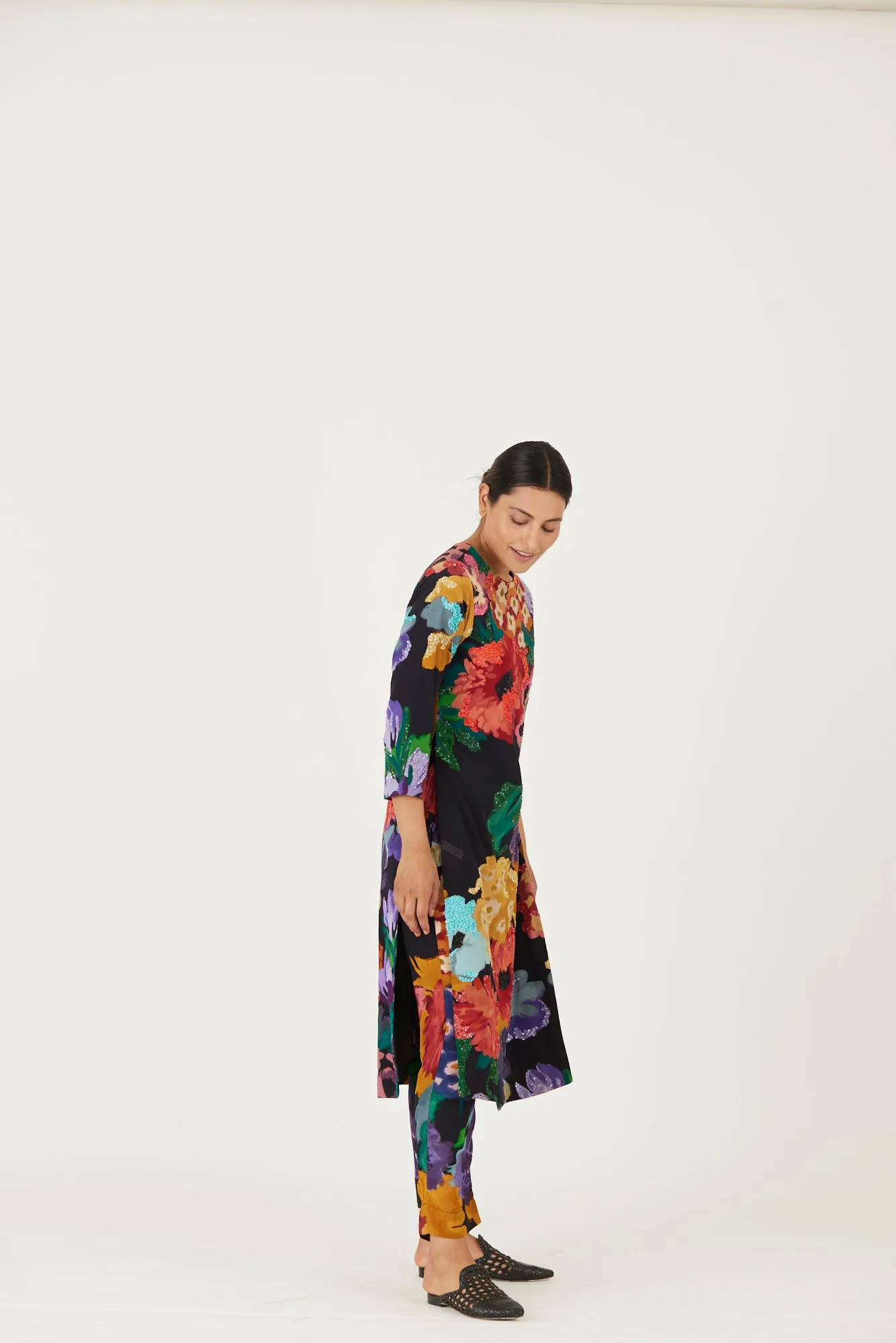 New Season Fall 24/Summer 25-Coord Set-Crepe-Embroidered-Farah Black-YAMLS03-Fashion Edit Yam