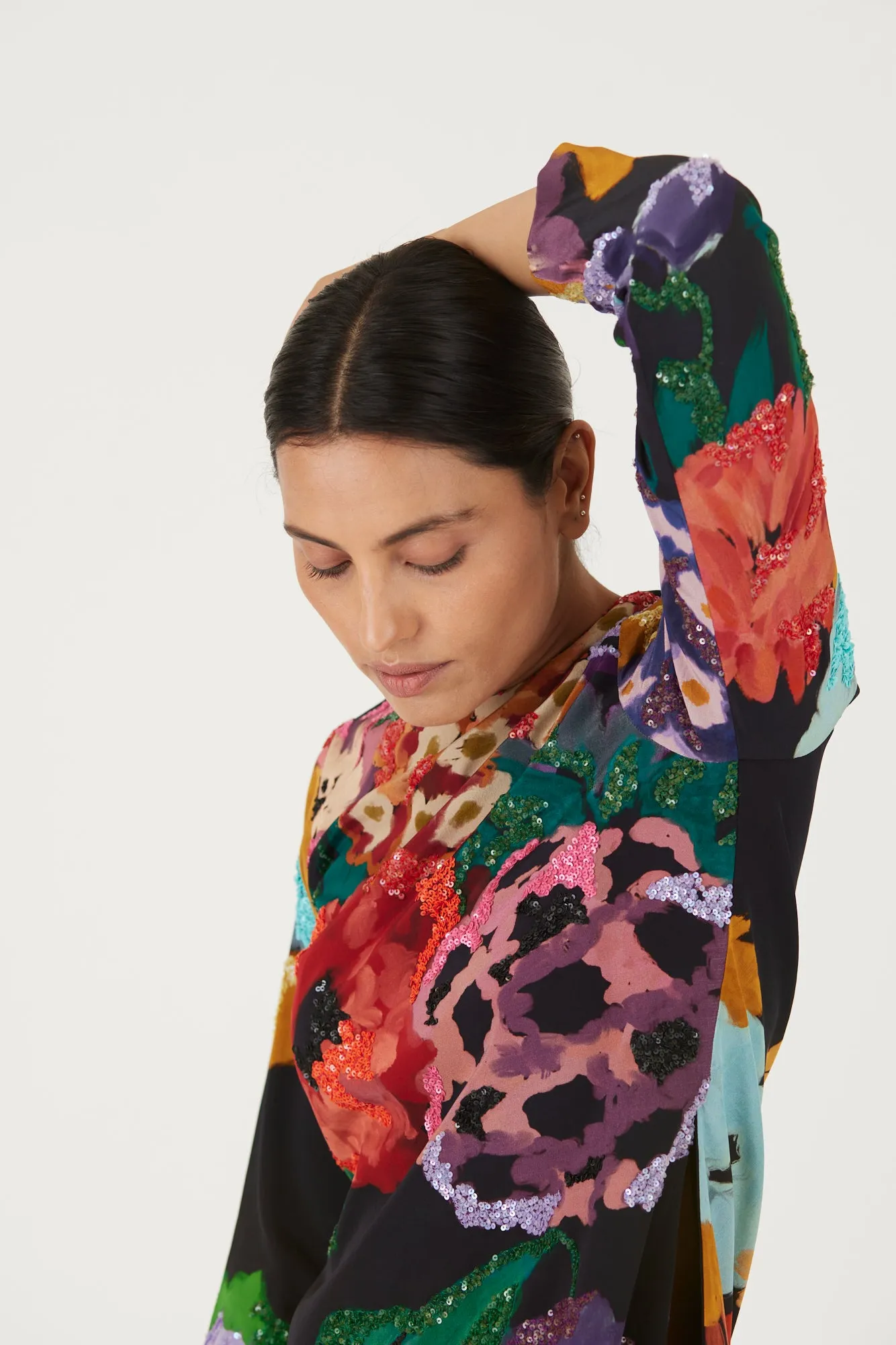 New Season Fall 24/Summer 25-Coord Set-Crepe-Embroidered-Farah Black-YAMLS03-Fashion Edit Yam