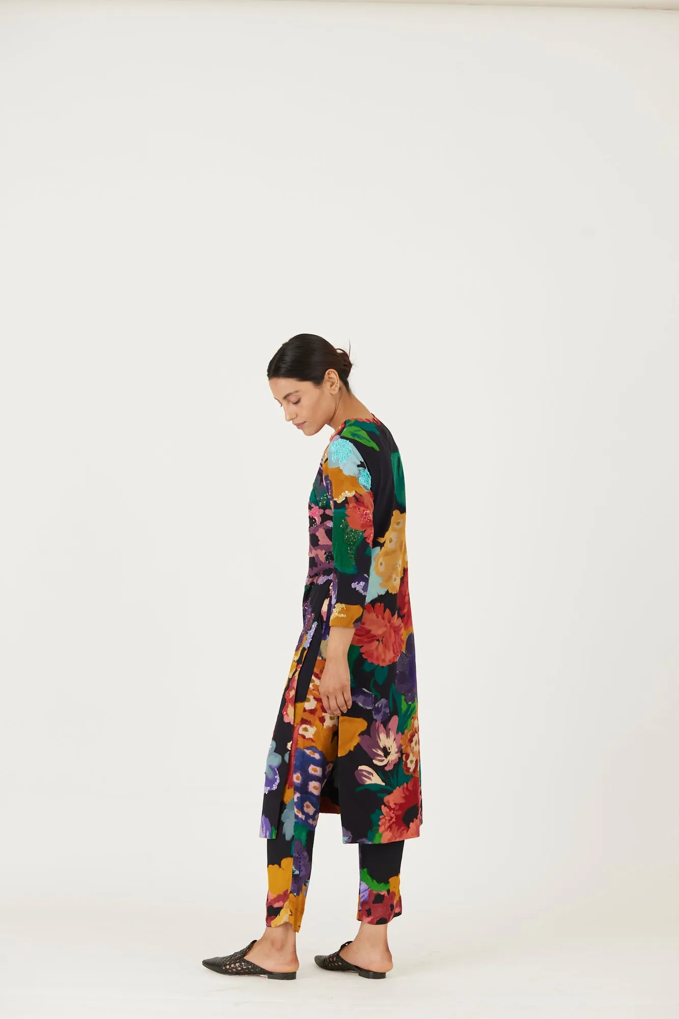 New Season Fall 24/Summer 25-Coord Set-Crepe-Embroidered-Farah Black-YAMLS03-Fashion Edit Yam