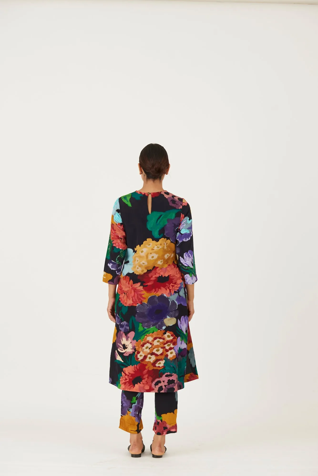 New Season Fall 24/Summer 25-Coord Set-Crepe-Embroidered-Farah Black-YAMLS03-Fashion Edit Yam