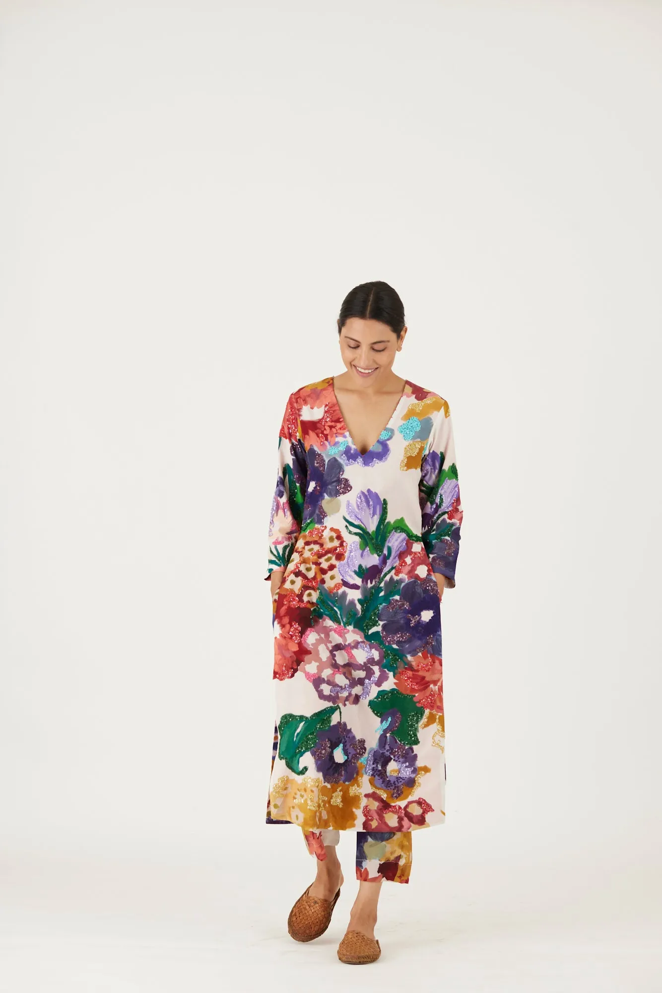 New Season Fall 24/Summer 25-Coord Set-Crepe-Embroidered -Farah White-YAMLS08-Fashion Edit Yam