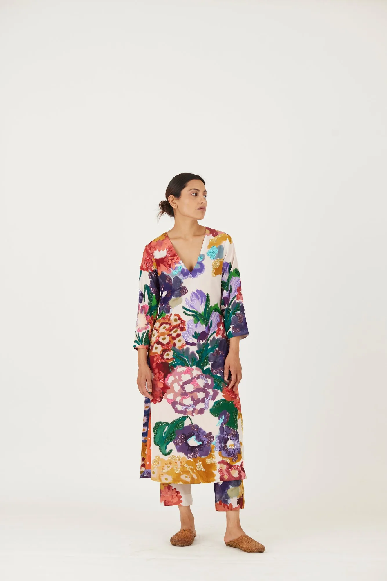 New Season Fall 24/Summer 25-Coord Set-Crepe-Embroidered -Farah White-YAMLS08-Fashion Edit Yam