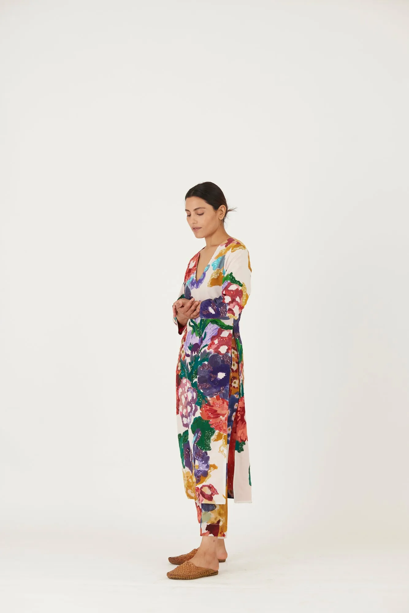 New Season Fall 24/Summer 25-Coord Set-Crepe-Embroidered -Farah White-YAMLS08-Fashion Edit Yam