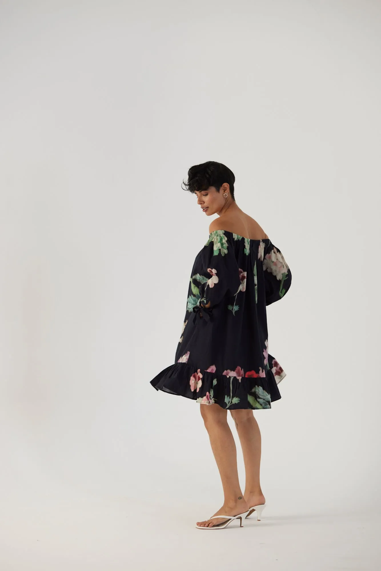 New Season Fall 24/Summer 25-Dress Cotton Satin Off-Shoulder Juliet Black-YAMBB25-Fashion Edit Yam