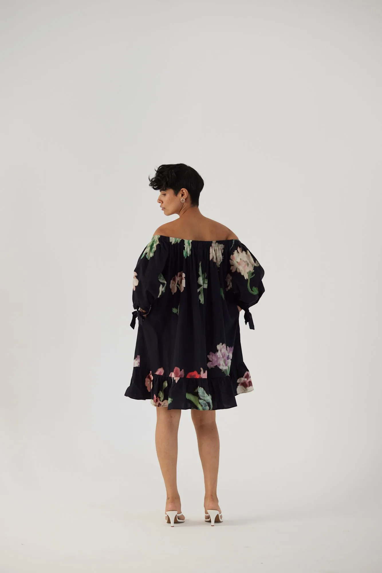 New Season Fall 24/Summer 25-Dress Cotton Satin Off-Shoulder Juliet Black-YAMBB25-Fashion Edit Yam