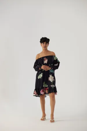 New Season Fall 24/Summer 25-Dress Cotton Satin Off-Shoulder Juliet Black-YAMBB25-Fashion Edit Yam
