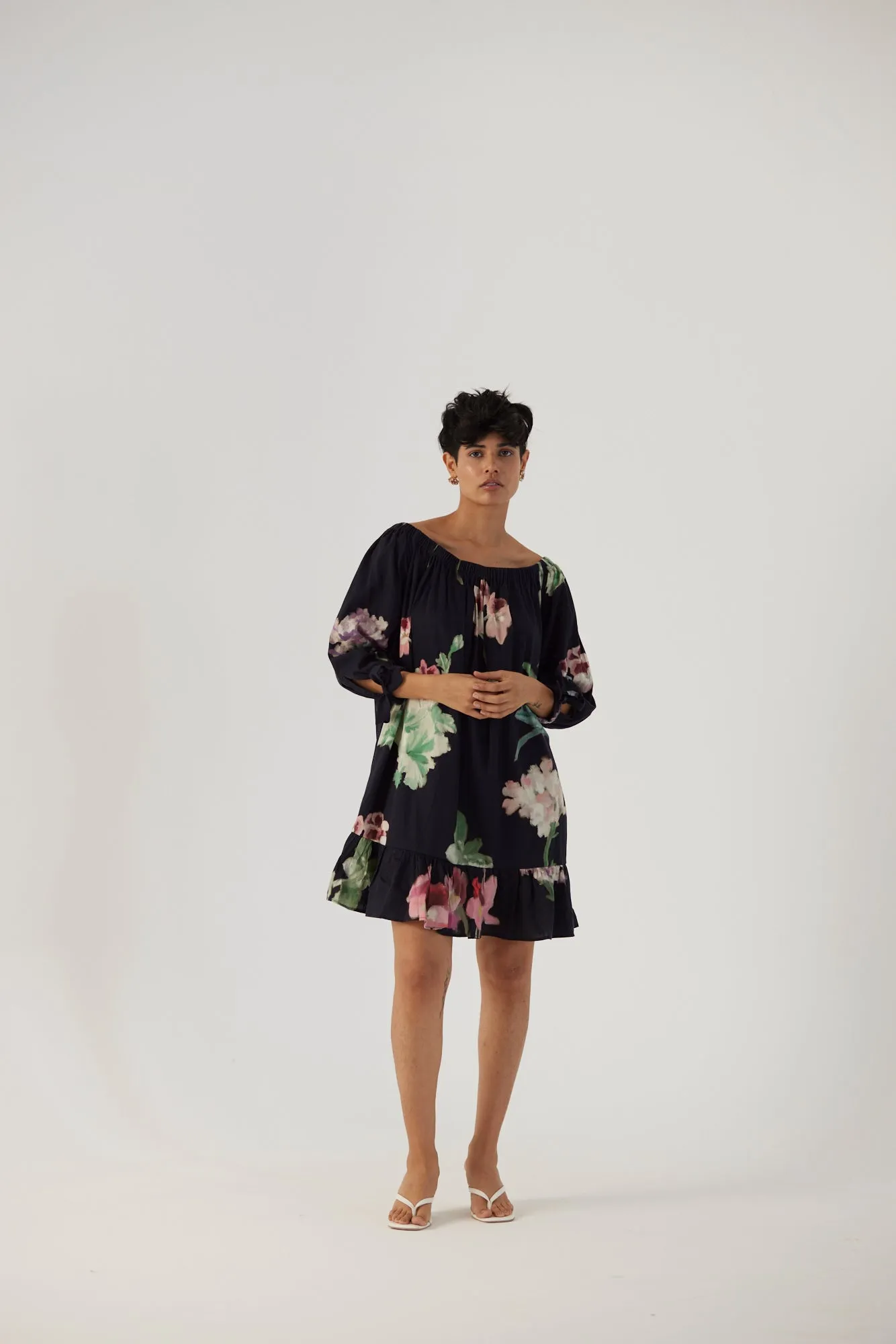 New Season Fall 24/Summer 25-Dress Cotton Satin Off-Shoulder Juliet Black-YAMBB25-Fashion Edit Yam