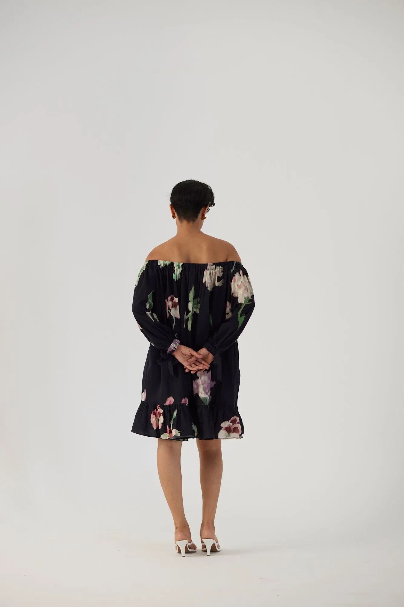 New Season Fall 24/Summer 25-Dress Cotton Satin Off-Shoulder Juliet Black-YAMBB25-Fashion Edit Yam