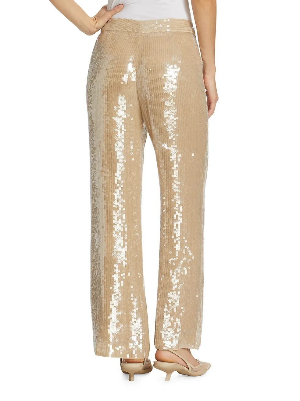Nili Lotan Yseult Sequin Pants in Khaki