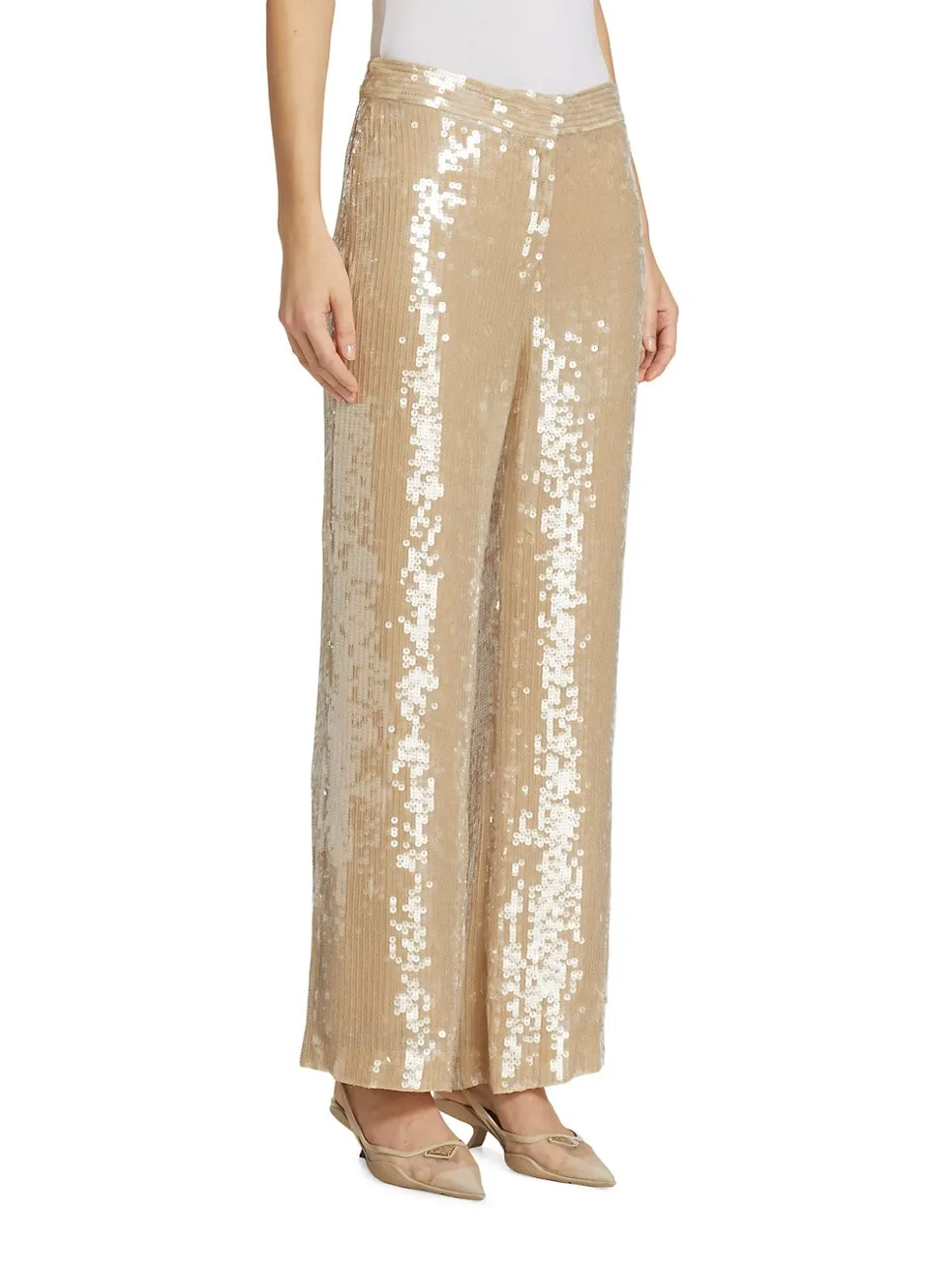 Nili Lotan Yseult Sequin Pants in Khaki