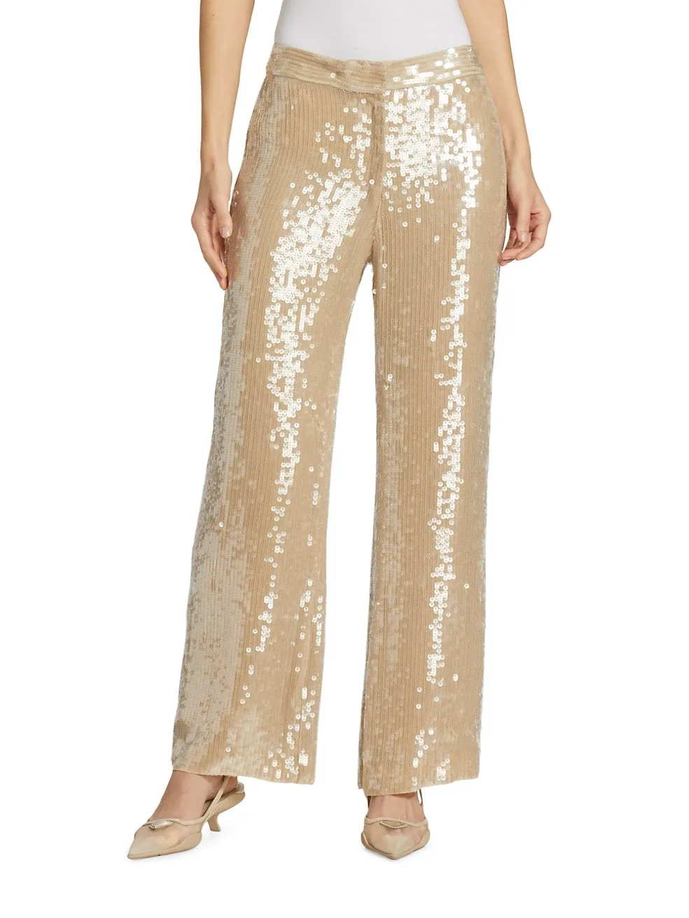 Nili Lotan Yseult Sequin Pants in Khaki