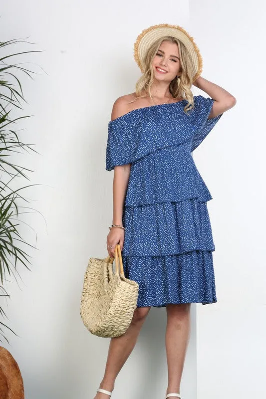 Ninexis Off the Shoulder Three Layers Ruffle Dress
