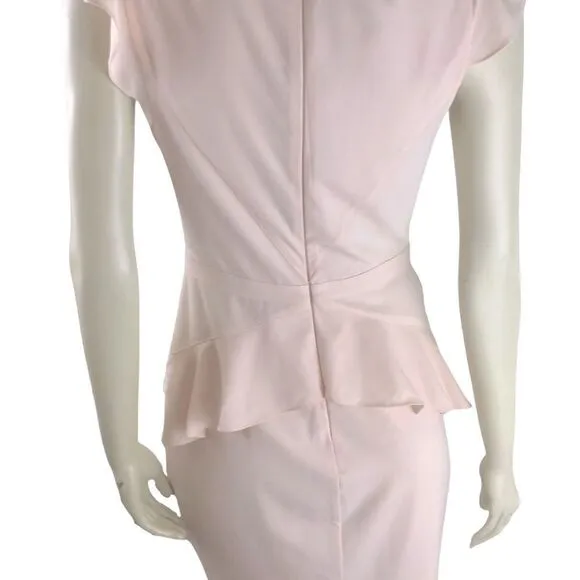 NWT BeBe’s Elise Pale Pink Crepe Peplum Dress, sz6