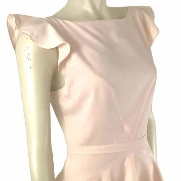 NWT BeBe’s Elise Pale Pink Crepe Peplum Dress, sz6