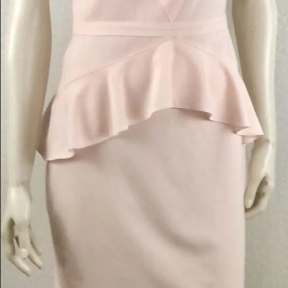 NWT BeBe’s Elise Pale Pink Crepe Peplum Dress, sz6