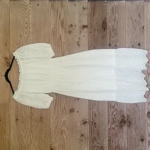 NWT Betsey Johnson White Eyelet Midi Dress Size XSmall