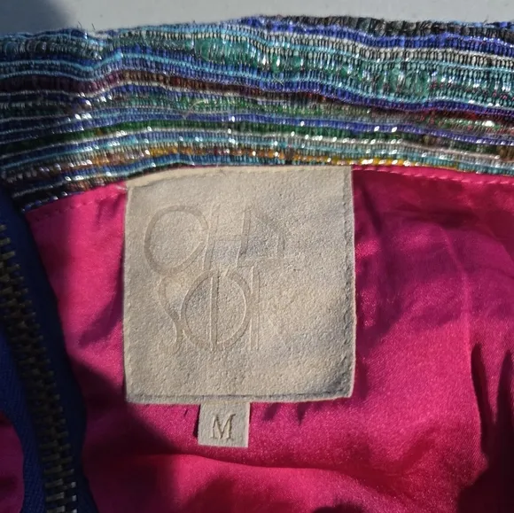 NWT CHASER Blue Multicolor MetallicTweed Skirt, Size Medium