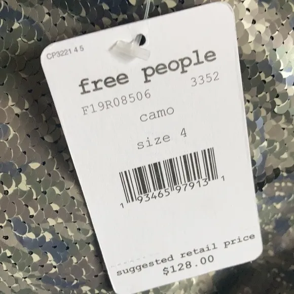 NWT Free People Skinny Sequin Army Mini Skirt Sz 4