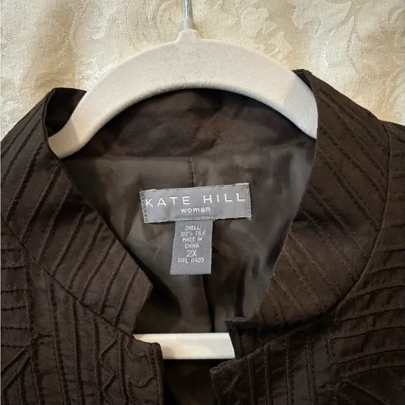 NWT Kate Hill Brown Silk Jacket, Size 2X