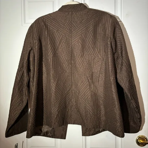 NWT Kate Hill Brown Silk Jacket, Size 2X
